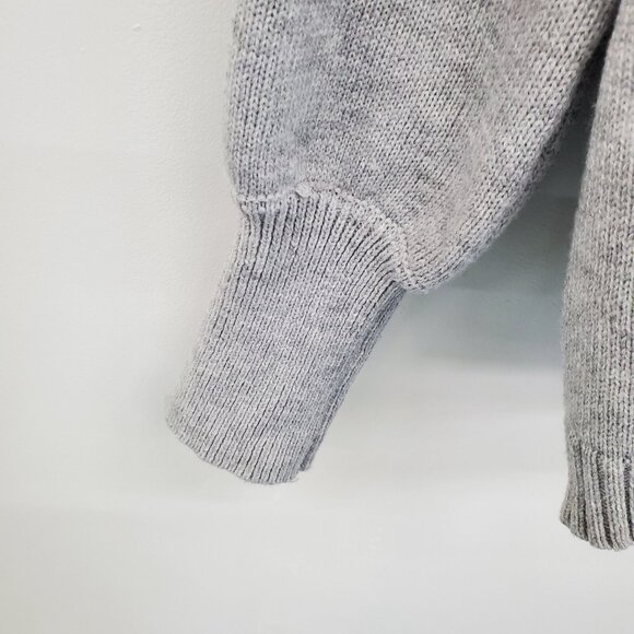 Womens 1X Gray Knit Bobble Sweater Pullover Off Shoulder Slouchy Collar Winter - Picture 9 of 15